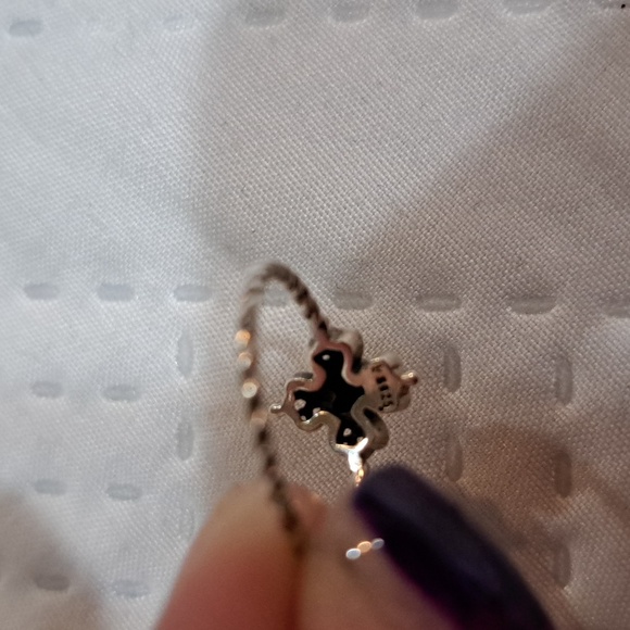 NEW 925 Sterling Heart/Cross Ring Fine Jewelry Black Stone Size 6 Boutique - Picture 10 of 11